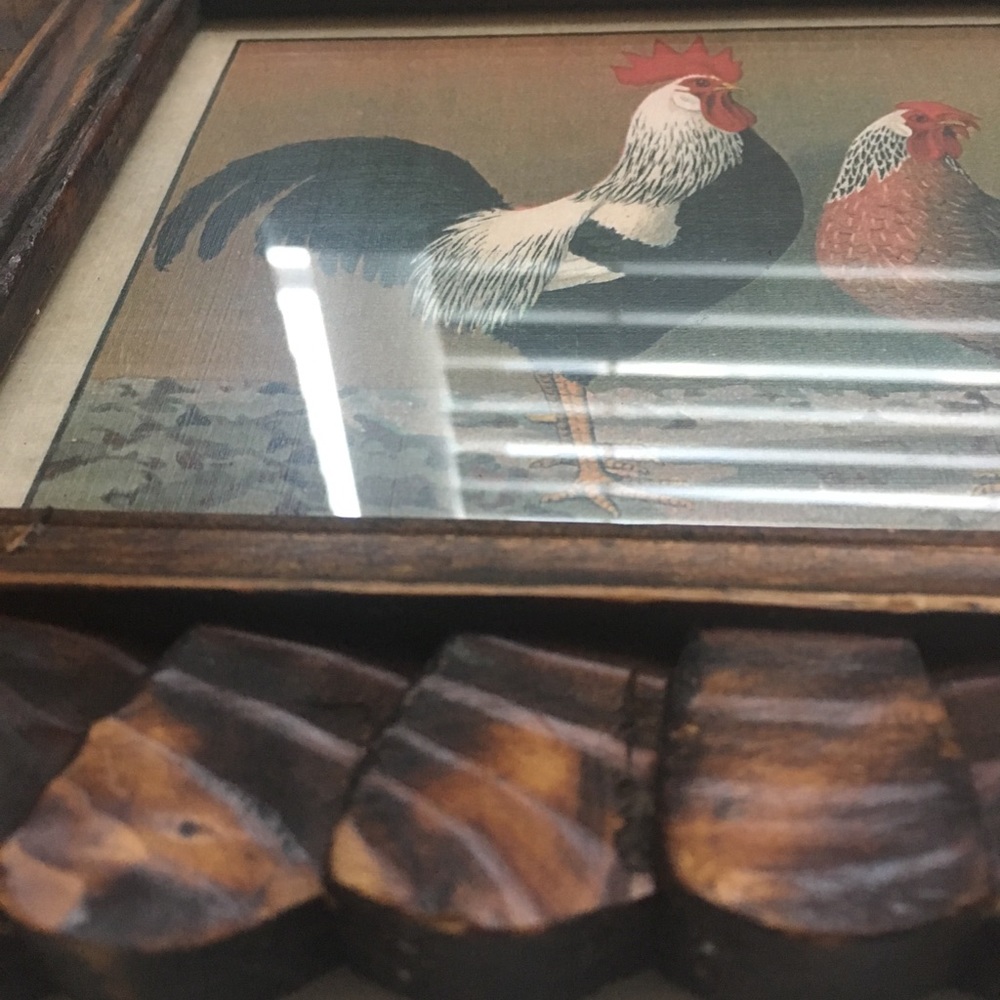 3 Vintage Robert Grace hand carved framed artwork. - Picture 6 of 6